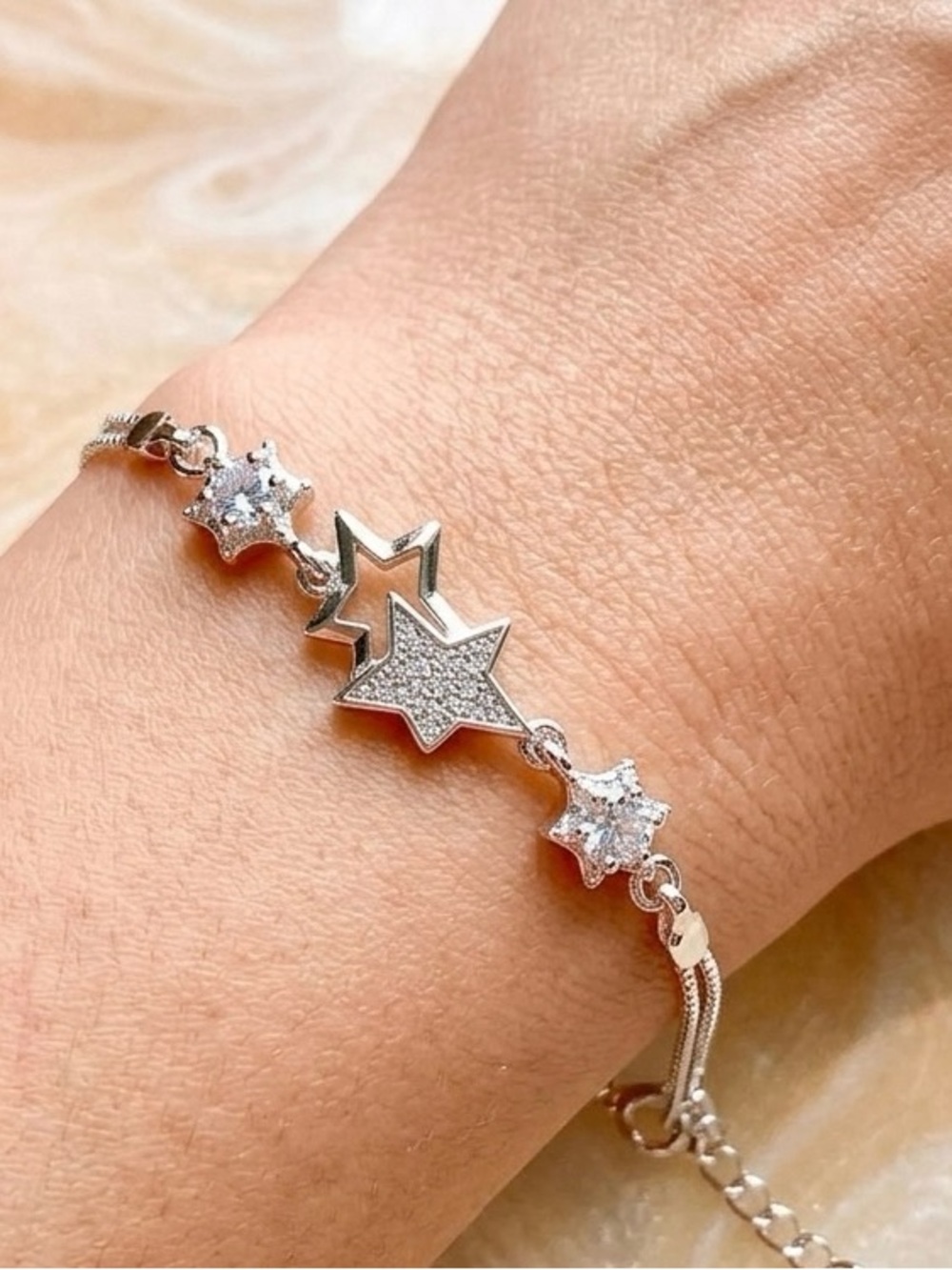S925 Silver Star Cubic Zirconia Bracelet